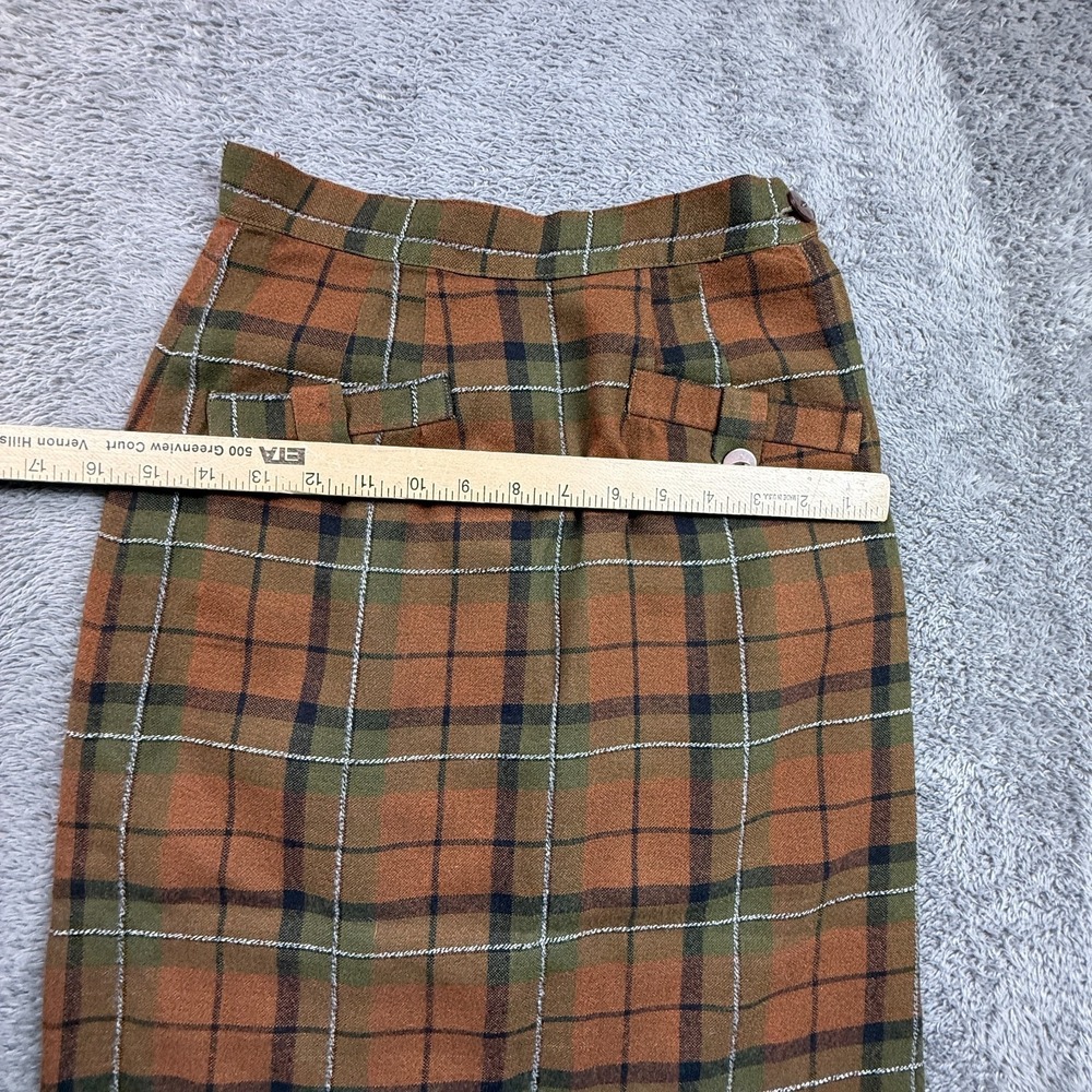 Vintage 60s 70s Mr Do Plaid Pencil Skirt High Waist Wool Blend Midi Womens XS - Picture 7 of 8